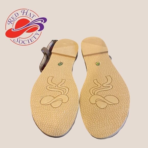 NEW Red Hat Society Brown Gold Thong Sandals 41 - Picture 4 of 4